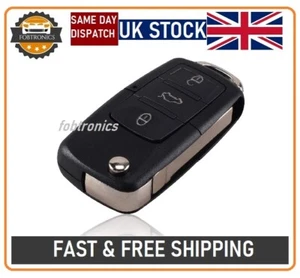 NEW For VW 3 Button Remote Key Fob Case Golf Bora Jetta Passat Polo + LOGO #A61 - Picture 1 of 5