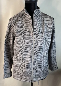 Lafayette 148 Tan Black  Animal Print Tiger Lightweight Full Zip Jacket P XS - Picture 1 of 6