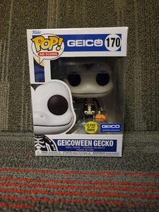 Funko Pop! Geicoween Exclusive GITD Gecko Ad Icons #170 Vinyl Figure  - Picture 1 of 4