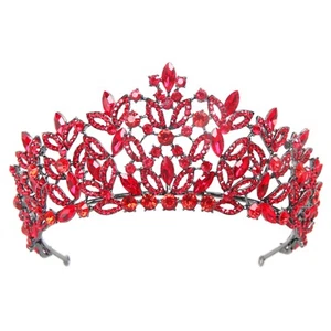 8.6cm Tall Crystal Tiara Crown Wedding Bridal Queen Princess Prom Adult - Picture 1 of 12