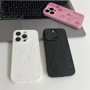 Mickeyđź’™Mouse 3D Embossed Cartoon Silicone Phone Case for iPhone 15 14 13 Disney - Picture 1 of 10