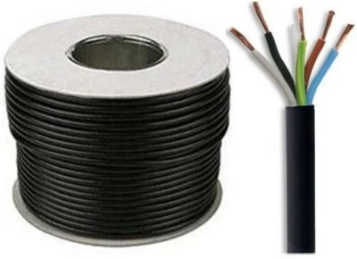 Black 5 Core Flex 3185Y 0.75mm 1.0mm 1.5mm 2.5mm Mains Wire Cable Electric - Image 1 of 2