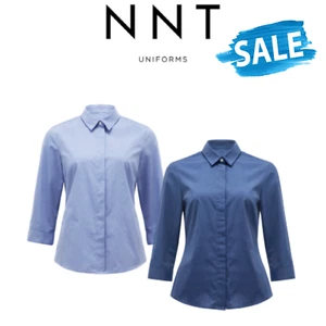SALE NNT Womens 3/4 Sleeve Action Back Shirts Classic Formal Shirt CATU5Y - Picture 1 of 2