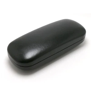 Black Metal Hard Cases For Reading Glasses Unisex Shiny Plain Faux Leather C8 - Picture 1 of 4
