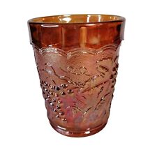Vintage Imperial Carnivlal Glass Tumbler With Grapes Marigold Orange 4" High