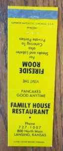 LANSING, KANSAS: FAMILY HOUSE RESTAURANTE MATCHBOOK COVER -E - Imagen 1 de 1