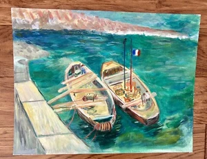 Hand-painted ORIGINAL Oil Painting on Canvas Board Vincent van Gogh STYLE Quay - Picture 1 of 12