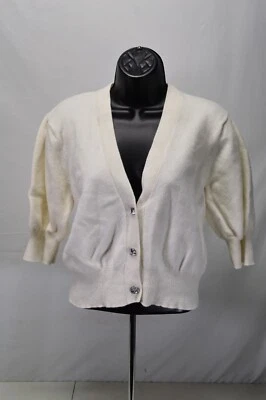 Sandro White Wool Sweater Cardigan with 3 Crystal Buttons US Size 4 - Image 1 of 4