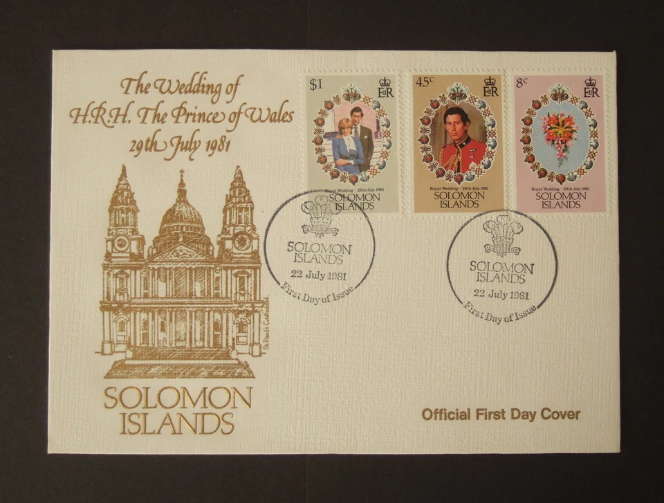 Islas Salomón 1981 Boda Real FDC Primer Día Cubierta Diana Flores Ramo Foto 1 de 1