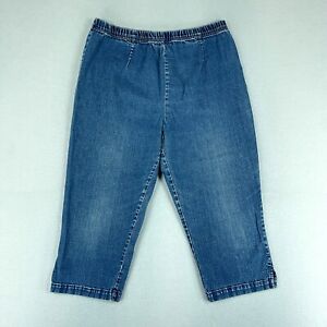 Basic Editions Womens Capri Jeans Blue Size L High Rise Elastic Waist Pants