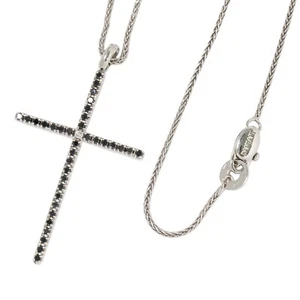 DAMIANI Mystery Cross Necklace Diamond Black Diamond 750 White Gold 10.6g - Picture 1 of 9