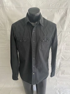 Polo Ralph Lauren Shirt Men’s Medium Black Pearl Snap Long Sleeve Very Rare # - Picture 1 of 10