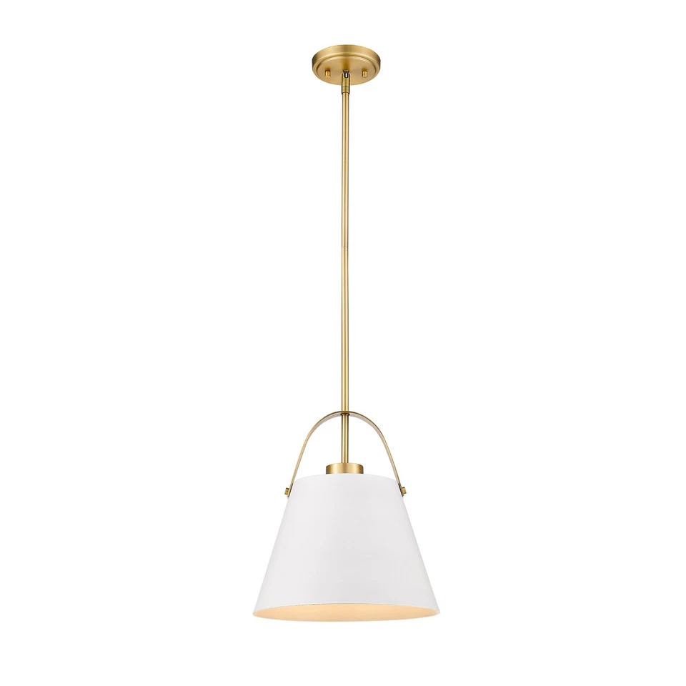Z-Lite Z-Studio 1 Light Pendant Matte White/Heritage Brass - 726P-MW-HBR