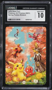 2021 Pokemon Japanese Promo Spring Pokeka Sticker Let's Have Fun CGC 10 GEM MINT - Picture 1 of 1