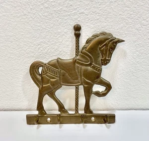 Carrusel de latón macizo vintage para llaves de caballo con ganchos - Hecho a mano en la India - Imagen 1 de 9