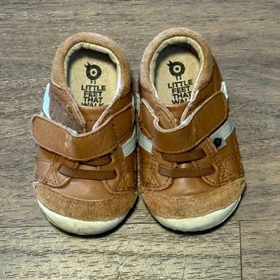 Old Soles Leather Shoes Baby Boys Girls 6-9M Brown Sneakers Cute - Image 1 of 4