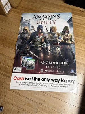 Assassins Creed Unity GameStop  Promo Retail Display Poster Sign - Image 1 of 4