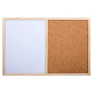 Small Half Cork Bulleting Board Half Dry Erase White Board Combo with Pinewoo - Picture 1 of 2