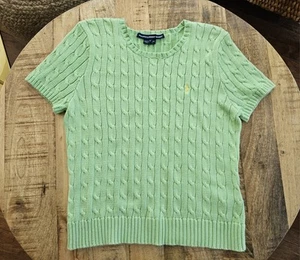 Suéter Ralph Lauren Deportivo Tejido con Cable Manga Corta Para Mujer L Logo Preppy - Imagen 1 de 7