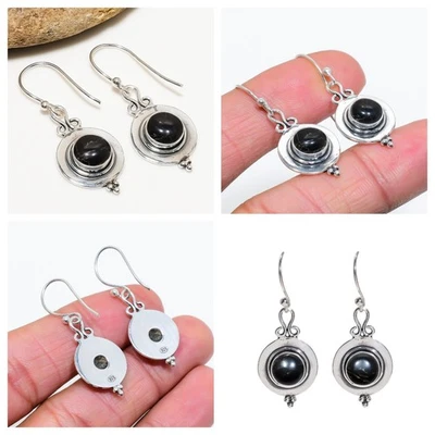 Pendientes colgantes de cobre negro turquesa simulados de plata de ley 925 joyas regalos Foto 1 de 4