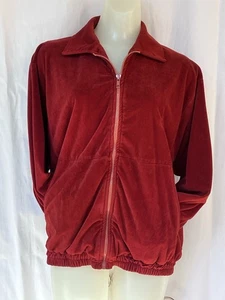 Vintage Halston Rust Orange Velour Zip Up Track Jacket - Women's Size L - Picture 1 of 20