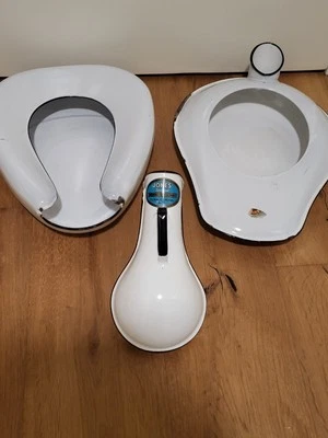 Lote de urinarios/sartenes de cama/esmalte blanco vintage para hospital - Jones Foto 1 de 4