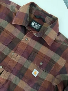 Carhartt Herren M Flanellhemd Heavy Weight dick Rottöne schwarz kariert TOP - Bild 1 von 6