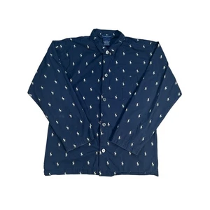 Camisa Polo Ralph Lauren Para Hombres Mediana Poni Logo Estampado Abotonada Pijama Top - Imagen 1 de 9
