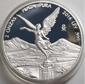 Moneda de Plata Fina México Libertad 2016 2 Oz .999 PRUEBA, 2 Onzas Libertad Plata. - Imagen 1 de 6