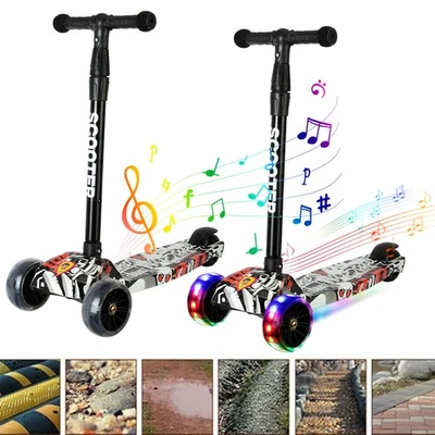 Kinder Roller LED Räder Kinderscooter Dreiradscooter Scooter Cityroller Geschenk - Bild 1 von 4