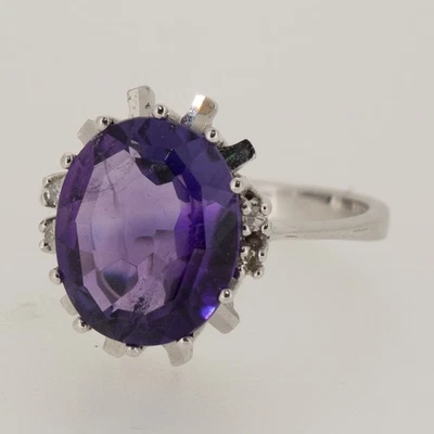 Vintage Amethyst Ring mit Brillanten 750/- Weißgold - Bild 1 von 4