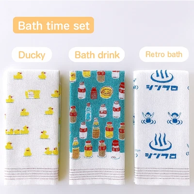 Juego de 3 Toallas Tenugui Japonesas Algodón Gasa Paño Facial Pato Onsen Retro Japón Foto 1 de 4