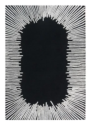 Black and White Hand-Tufted New Zealand Wool Handmade Area Rug - Image 1 of 4