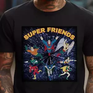 SUPER FRIENDS Tshirt T-shirt T shirt Vintage Aesthetic Tee 1980s Retro Shirt - Picture 1 of 3