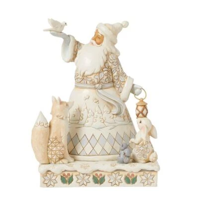 Jim Shore Heartwood Creek 白色林地圣诞老人鸽子与灯笼 6015153 — 第 1/4 张图片