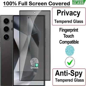 For Samsung S25 Ultra S24 FE S24 Privacy Tempered Glass Screen Protector Film - Picture 1 of 26