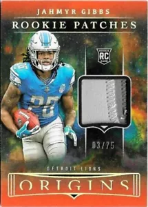 2023 Panini Origins JAHMYR GIBBS Rookie Patch Orange /75 - Picture 1 of 2