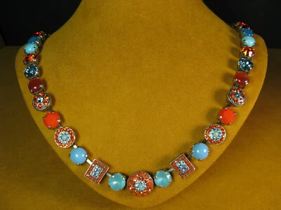 COLLAR JOYERÍA MARIANA CRISTALES SWAROVSKI MOSAICO AZUL ROJO TURQUESA Coral Foto 1 de 4