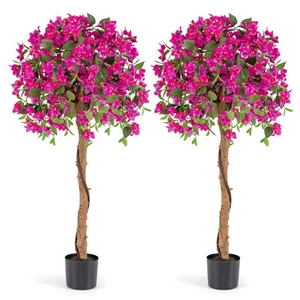 2PCS Artificial 53" Azalea Tree Floral Plant w/Red Azalea Flowers Nursery Pot - Picture 1 of 8