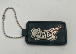 Carlos Santa Key Chain By Carlos Santana Black Leather Silvertone - Picture 1 of 5
