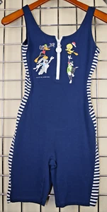 Jumper VTG 95 Looney Tunes Navy Blue White Side Stripes Front Zip Sz S/M - Picture 1 of 16
