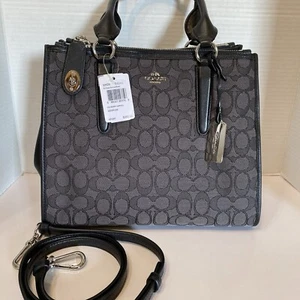 Coach 33524 Crosby Tragetasche Crossbody Signatur Jacquard SCHWARZ Smoke NEU 350 $ - Bild 1 von 10