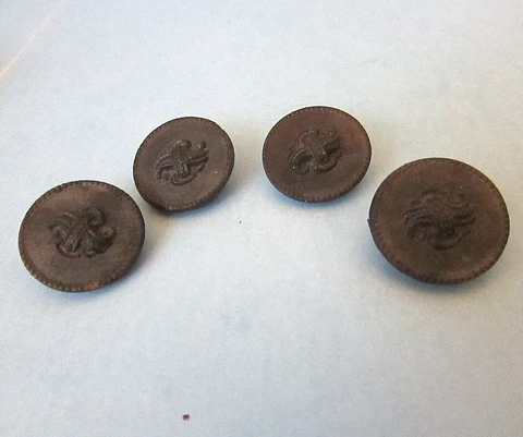 4 Matching Molded Bovine Horn Picture BUTTON Antique Victorian Cover