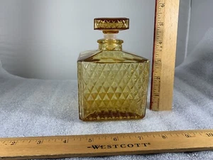 Vintage Amber Diamond Pattern Liquor Decanters Or Perfume Bottle Not Sure - Picture 1 of 12