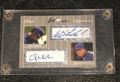  Clayton Kershaw 2007 JUST MINORS #D /25 SILVER DUAL AUTOGRAPH ROOKIE HOT - Image 1 of 3