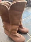 Ugg Boots Aprelle High Wedge Leather Chestnut Brown Size 5.5