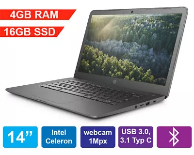 HP Chromebook 14 G4  Celeron N2840  4GB/16GB SSD 14" HD KAM  Grade B  - Bild 1 von 4
