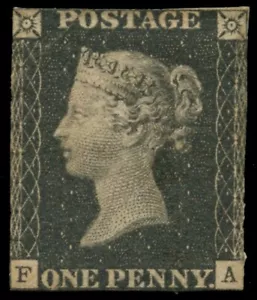 1840 1d Black Queen Victoria imperf from Plate No 8 mint hinged. Cat £12,500.00. - Picture 1 of 2