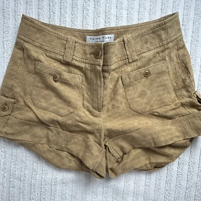Pantalones Cortos para Caminar Trina Turk Para Mujer Talla 4 Algodón Tostado Lino Informales Bolsillos Puños Foto 1 de 4