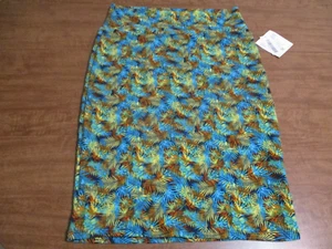 LULAROE CASSIE ROCK MEHRFARBIG BLAU GELB SCHWARZ BRAUN GRÖSSE MEDIUM - Bild 1 von 4